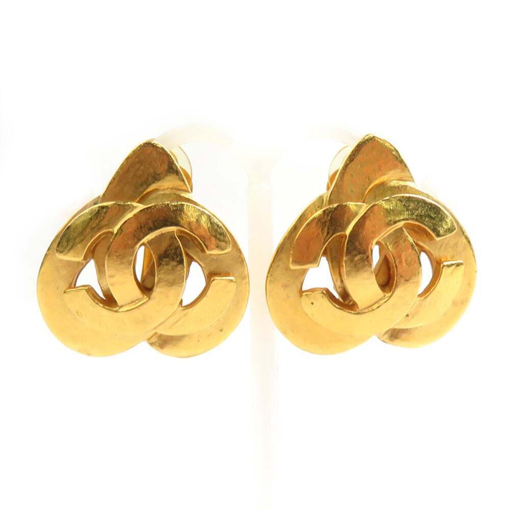 CHANEL Gold Logo Earrings